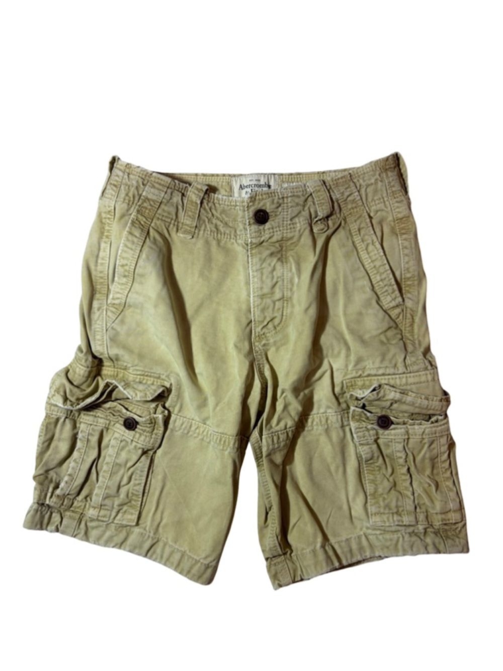 Abercrombie & Fitch Distressed Khaki Cargo Shorts Size 28 Y2K Utility